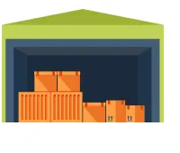 Amazon FBA納品に対応した倉庫と梱包箱のイラスト