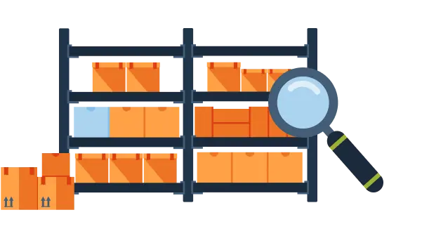 在庫保管スペースの不足に悩むEC事業者を表す棚のイラスト